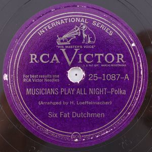 The Six Fat Dutchmen – Musicians Play All Night - 1947 10" 78 rpm Record 25-1087